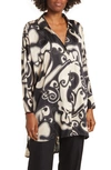 By Design Marissa Collared Poly Silk Tunic In Tanglewood