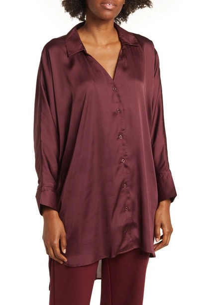 By Design Marissa Collared Poly Silk Tunic In Port Royale