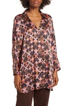 By Design Marissa Collared Poly Silk Tunic In Retro