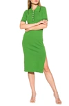 Alexia Admor Dinah Short Sleeve Polo Midi Dress In Sage