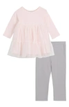 Pippa & Julie Babies' Tulle Top & Leggings In Blush/ Grey