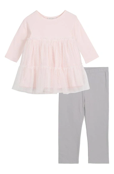 Pippa & Julie Tulle Top & Leggings In Blush/ Grey