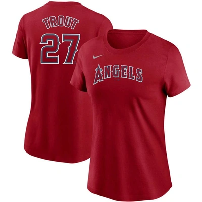 Nike Women's Mike Trout Red Los Angeles Angels Name Number T-shirt