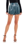 Grey Lab Shiny Faux Leather Shorts In Jade