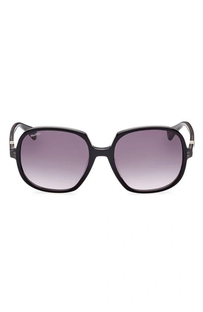 Max Mara 58mm Gradient Geometric Sunglasses In Shiny Black/ Grey/ Smoke