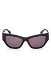 Max Mara Francoise Acetate Cat-eye Sunglasses In Shiny Black / Smoke