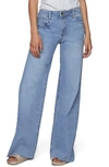 Hint Of Blu Raw Hem Wide Leg Jeans In Glass Blue Lt.