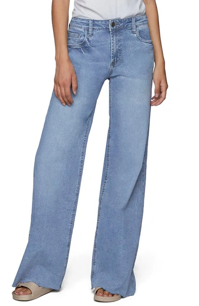 Hint Of Blu Raw Hem Wide Leg Jeans In Glass Blue Lt.