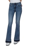 Hint Of Blu Mid Rise Released Hem Flare Jeans In Regatta Blue