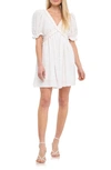 Free The Roses Ruffle Cross Back Cotton Minidress In White