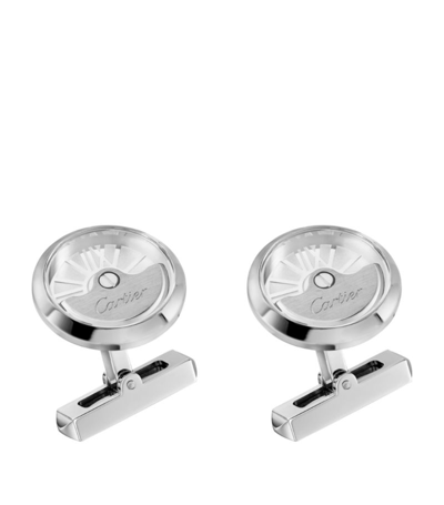 Cartier Harrods Sterling Silver Oscillating Weight Cufflinks In Multi