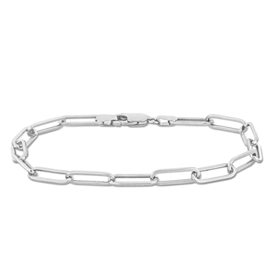 Amour 4.3mm Polished Paperclip Chain Bracelet In 14k White Gold