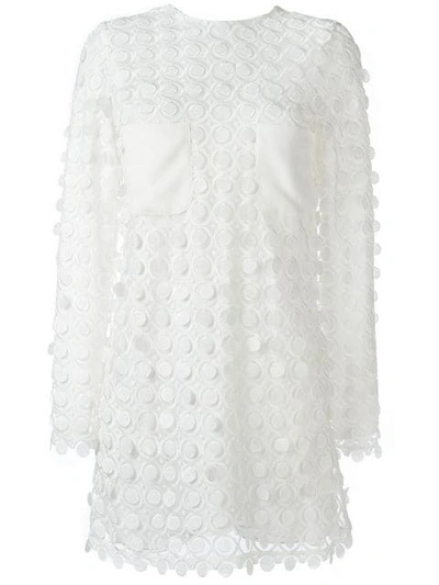 Carven Embroidered Appliqué Dress In White