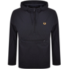 FRED PERRY FRED PERRY HALF ZIP HOODED CAGOULE JACKET NAVY