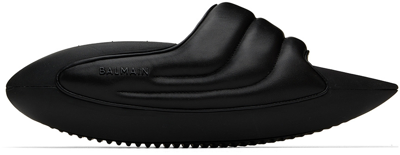 Balmain Black B-it Quilted Leather Slides