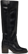 ISABEL MARANT BLACK SHINY LEATHER TALL BOOTS