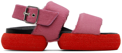 Dries Van Noten Pink Pony Hair Sandals In 305 Pink