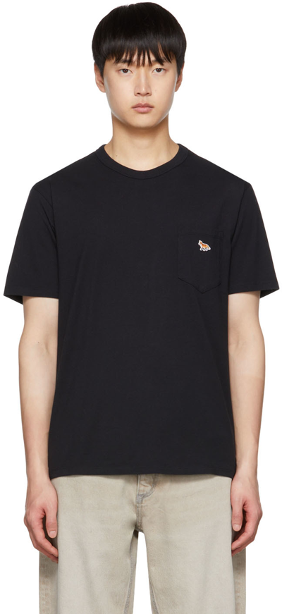 Maison Kitsuné Tricolour Fox-patch Cotton-jersey T-shirt In Black