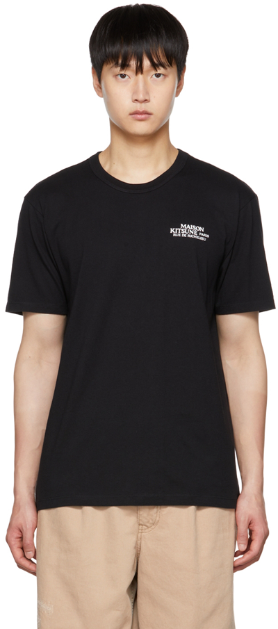Maison Kitsuné Logo-print Cotton-jersey T-shirt In Black