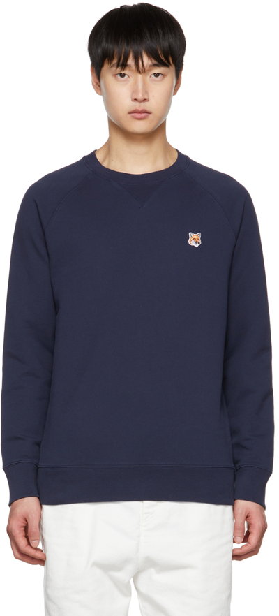 Maison Kitsuné Navy Cotton Fox Head Sweatshirt In Blue