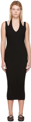 Alaïa Sleeveless Cutout Rib Midi Dress In 995 Noir Alaia