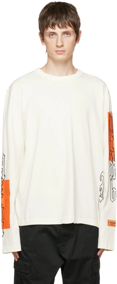Heron Preston Gothic Colour Blocks Crewneck Long Sleeve T-shirt In White
