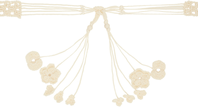 Mame Kurogouchi Off-white Pointelle Knit Belt In Ecru