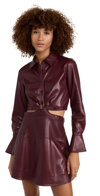 Simkhai Elias Vegan Leather Mini Shirt Dress In Merlot