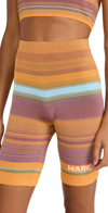 Marc Jacobs Horizontal-stripe Sports Shorts In Purple Multi