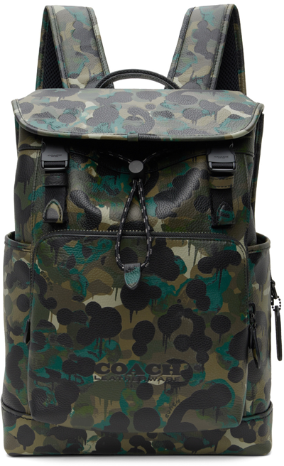 Coach Men's League Grained Leather Backpack In Military Green | ModeSens