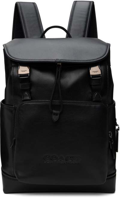 Coach Embossed-logo Detail Backpack In Black