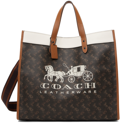 Coach Brown Horse & Carriage Field Tote In Ji/truffle/chalk