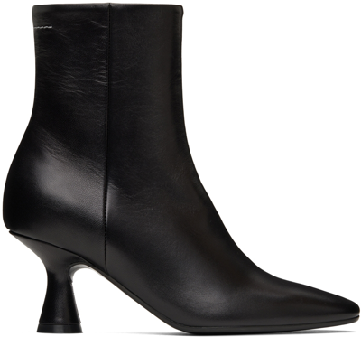 Mm6 Maison Margiela Leather Ankle Boots In Black