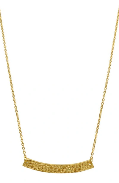 Adornia 14k Gold Plated Hammered Bar Pendant Necklace In Yellow