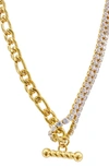 ADORNIA WATER RESISTANT HALF-AND-HALF FIGARO CHAIN NECKLACE
