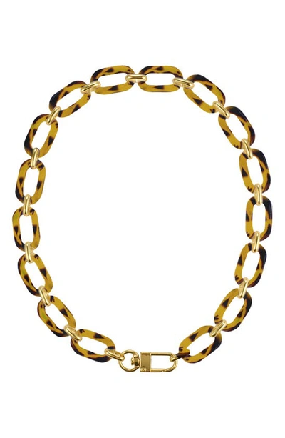 Adornia Imitation Tortoiseshell Link Necklace In Brown