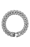 Adornia Rhodium Plated Crystal Thick Cuban Curb Chain Bracelet In Silver
