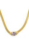 ADORNIA WATER RESISTANT CRYSTAL HERRINGBONE CHAIN NECKLACE