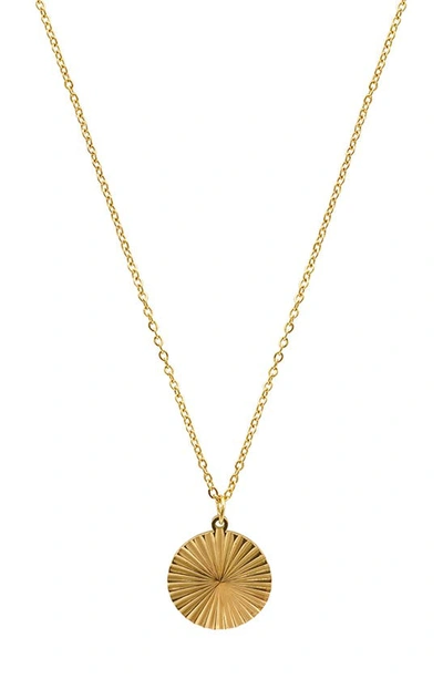 Adornia 14k Gold Plated Medallion Burst Pendant Necklace In Yellow