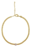 ADORNIA PEAR CUT STONE WATER RESISTANT CURB CHAIN NECKLACE