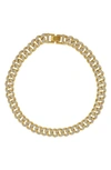 Adornia 14k Plated Cz Flat Curb Chain Necklace In Yellow