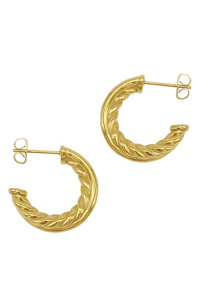 Adornia Cable Double Hoop Earrings In Yellow