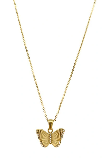 Adornia 14k Gold Plated Butterfly Pendant Necklace In Yellow