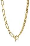 ADORNIA WATER RESISTANT CURB LINK & PAPERCLIP CHAIN TOGGLE NECKLACE
