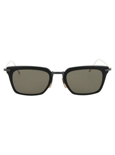 Thom Browne Tb-916 Sunglasses In 01 Black - Black Iron - White Gold Temples W/ G-15