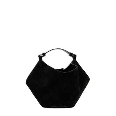 Khaite Lotus Mini Suede Shoulder Bag In Black