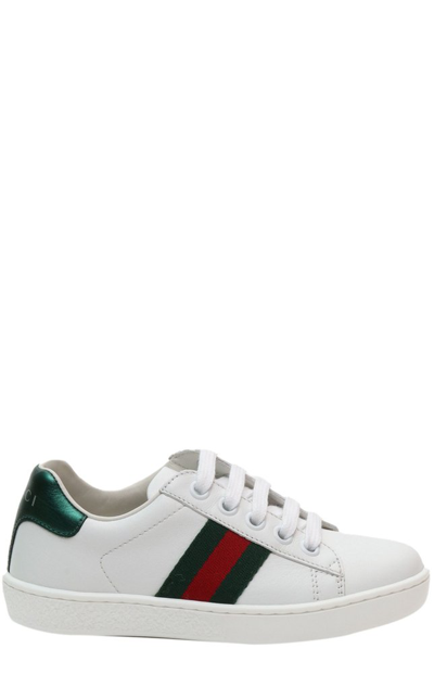 Gucci Kids' Toddler Leather Low-top With Web In White