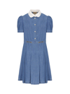 GUCCI GUCCI KIDS SHORT SLEEVED BUTTONED DENIM DRESS