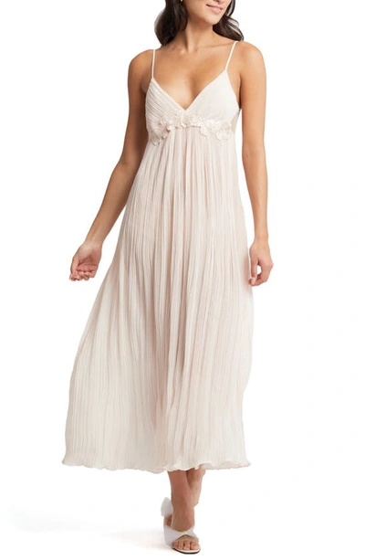 Rya Collection True Love Pleated Floral Applique Nightgown In Blush