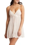 Rya Collection True Love Pleated Floral Applique Chemise In Ivory